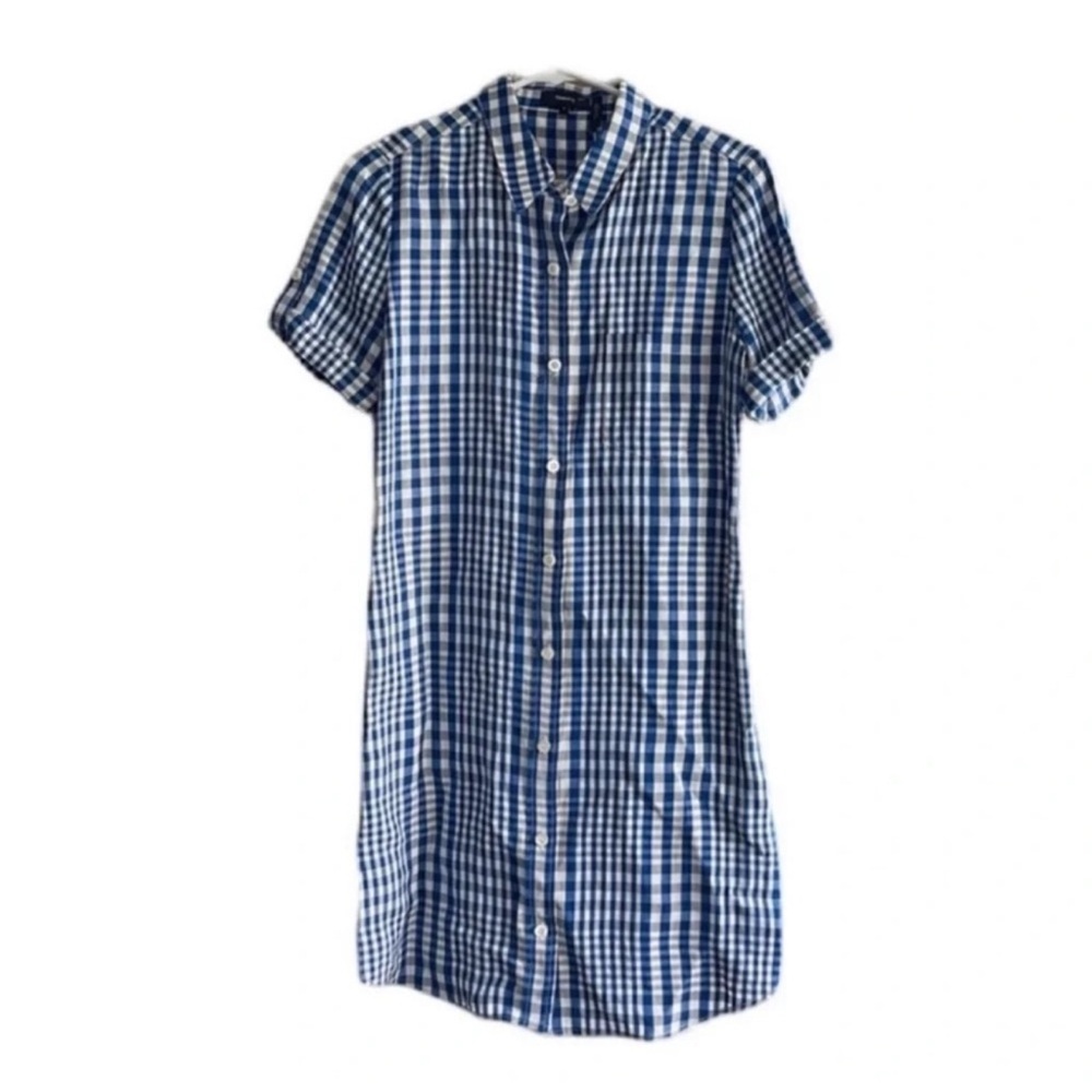 THEORY Mayvine Dillon Plaid Linen-Blend Mini Shirt Dress Size 6 - Picture 13 of 13